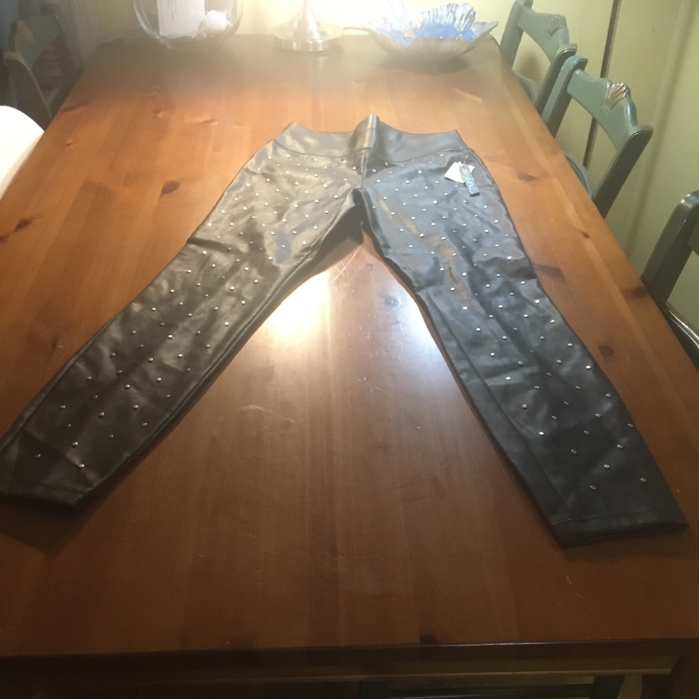 Inc. Black Pleather Skinny Pants